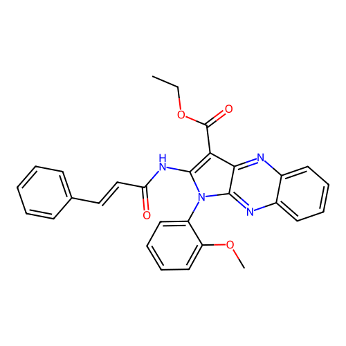ethyl 2-cinnamamido-1-(2-methoxyphenyl)-1H-pyrrolo[2,3-b]quinoxaline-3-carboxylate structure