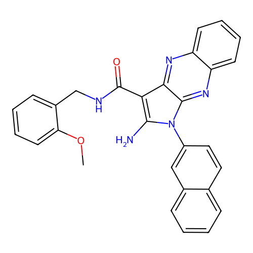2-amino-N-(2-methoxybenzyl)-1-(naphthalen-2-yl)-1H-pyrrolo[2,3-b]quinoxaline-3-carboxamide structure