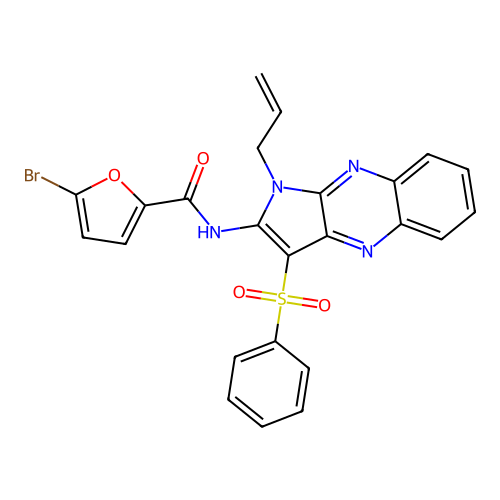 5-Bromo-furan-2-carboxylic acid (1-allyl-3-benzenesulfonyl-1H-pyrrolo[2,3-b]quinoxalin-2-yl)-amide structure