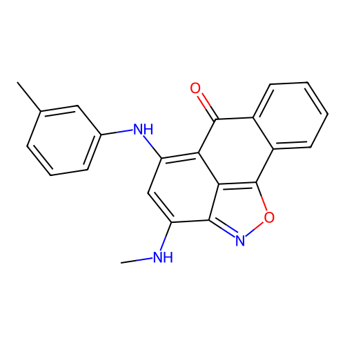 3-(methylamino)-5-(m-tolylamino)-6H-anthra[1,9-cd]isoxazol-6-one structure