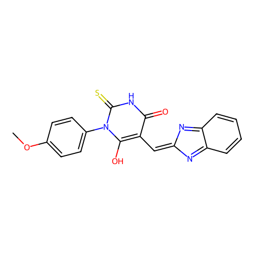 (5Z)-5-(1H-benzimidazol-2-ylmethylidene)-1-(4-methoxyphenyl)-2-sulfanylidene-1,3-diazinane-4,6-dione structure