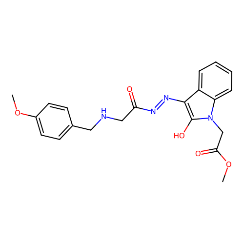 (E)-methyl 2-(3-(2-(2-((4-methoxybenzyl)amino)acetyl)hydrazono)-2-oxoindolin-1-yl)acetate structure