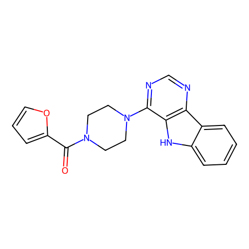furan-2-yl-[4-(5H-pyrimido[5,4-b]indol-4-yl)piperazin-1-yl]methanone structure