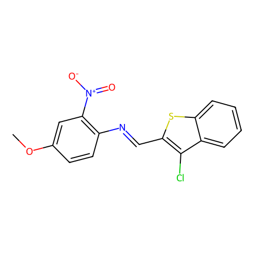 N-[(E)-(3-chloro-1-benzothiophen-2-yl)methylidene]-4-methoxy-2-nitroaniline structure