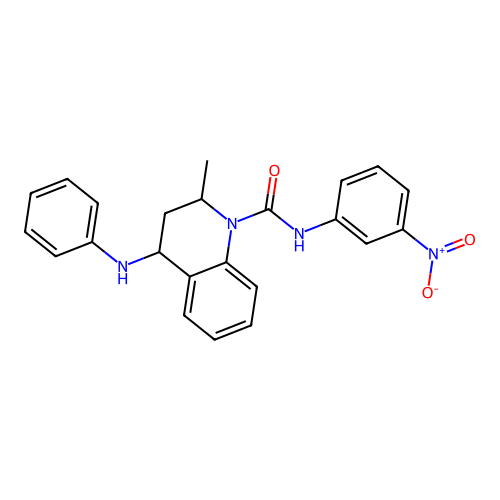 2-methyl-N-(3-nitrophenyl)-4-(phenylamino)-3,4-dihydroquinoline-1(2H)-carboxamide structure
