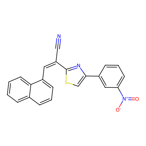(2Z)-3-(naphthalen-1-yl)-2-[4-(3-nitrophenyl)-1,3-thiazol-2-yl]prop-2-enenitrile structure