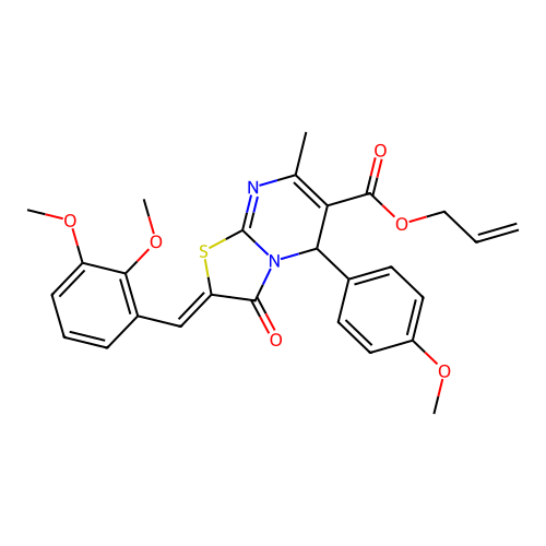 (Z)-allyl 2-(2,3-dimethoxybenzylidene)-5-(4-methoxyphenyl)-7-methyl-3-oxo-3,5-dihydro-2H-thiazolo[3,2-a]pyrimidine-6-carboxylate structure