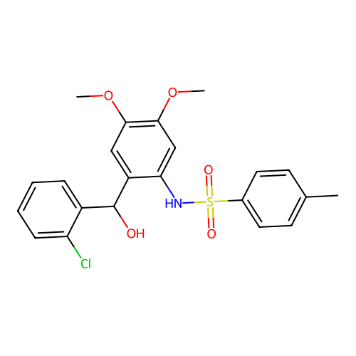 N-(2-((2-chlorophenyl)(hydroxy)methyl)-4,5-dimethoxyphenyl)-4-methylbenzenesulfonamide structure