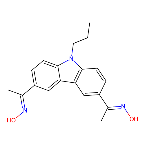 1-(6-(1-(hydroxyimino)ethyl)-9-propyl-9H-carbazol-3-yl)ethanone oxime structure