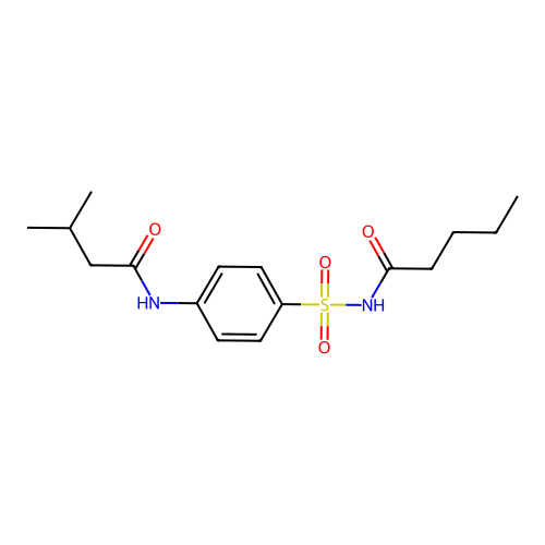 N-({4-[(3-methylbutanoyl)amino]phenyl}sulfonyl)pentanamide structure