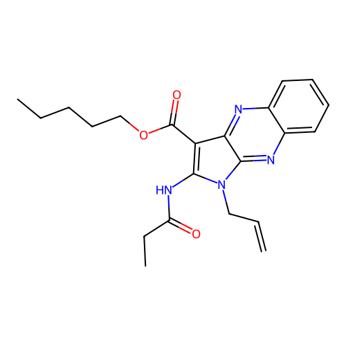 pentyl 1-allyl-2-propionamido-1H-pyrrolo[2,3-b]quinoxaline-3-carboxylate structure