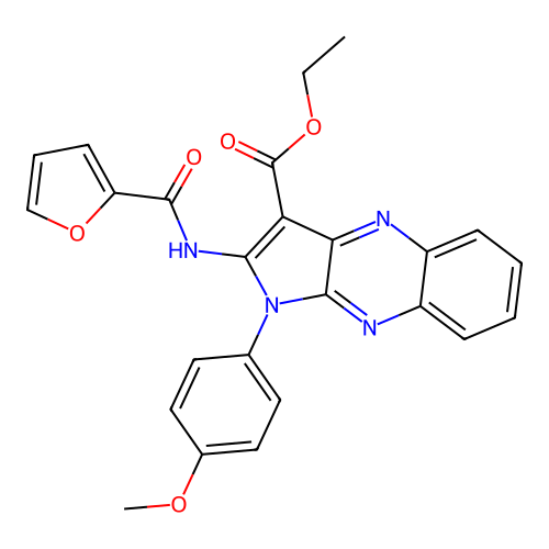 ethyl 2-(furan-2-carbonylamino)-1-(4-methoxyphenyl)pyrrolo[3,2-b]quinoxaline-3-carboxylate structure