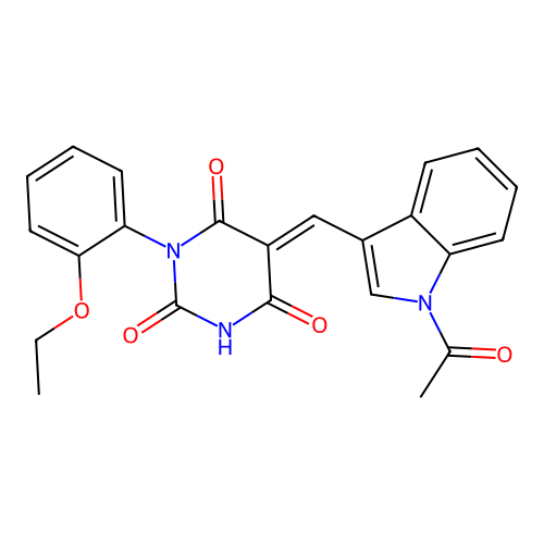 (5E)-5-[(1-acetylindol-3-yl)methylidene]-1-(2-ethoxyphenyl)-1,3-diazinane-2,4,6-trione structure