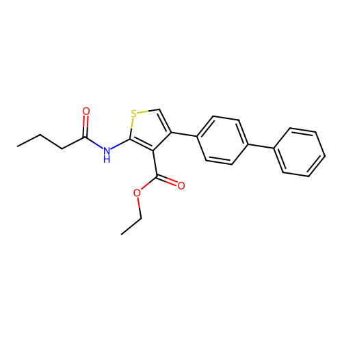 Ethyl 4-(biphenyl-4-yl)-2-(butanoylamino)thiophene-3-carboxylate structure