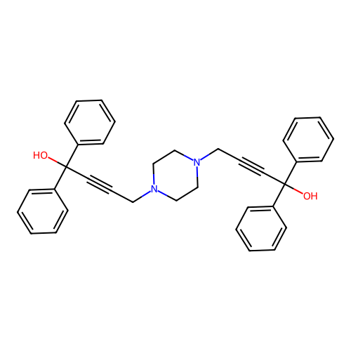 4,4'-Piperazine-1,4-diylbis(1,1-diphenylbut-2-yn-1-ol) structure