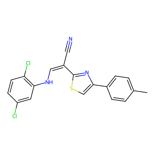 (Z)-3-((2,5-dichlorophenyl)amino)-2-(4-(p-tolyl)thiazol-2-yl)acrylonitrile structure