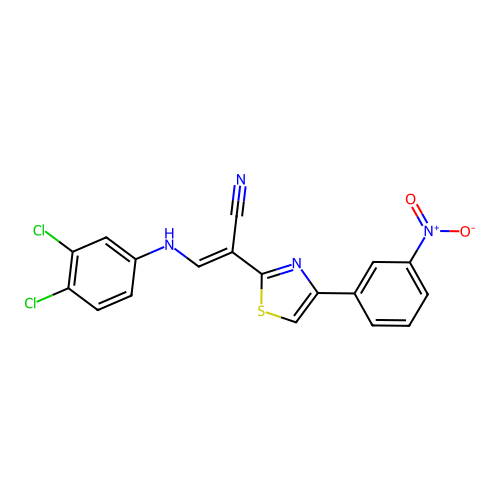 (E)-3-((3,4-dichlorophenyl)amino)-2-(4-(3-nitrophenyl)thiazol-2-yl)acrylonitrile structure