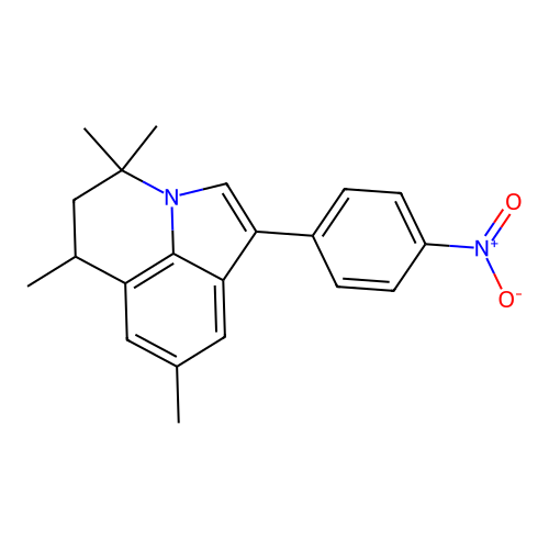 4,4,6,8-tetramethyl-1-(4-nitrophenyl)-5,6-dihydro-4H-pyrrolo[3,2,1-ij]quinoline structure