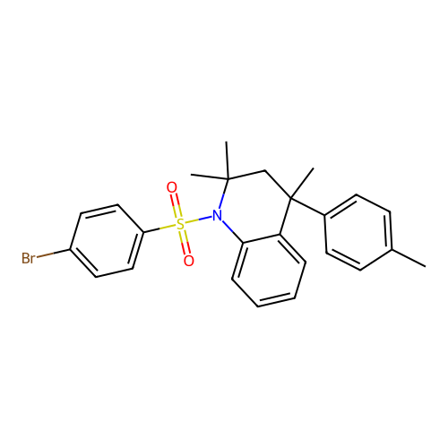 1-(4-bromophenyl)sulfonyl-2,2,4-trimethyl-4-(4-methylphenyl)-3H-quinoline structure