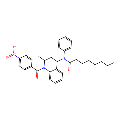 N-(2-methyl-1-(4-nitrobenzoyl)-1,2,3,4-tetrahydroquinolin-4-yl)-N-phenyloctanamide structure