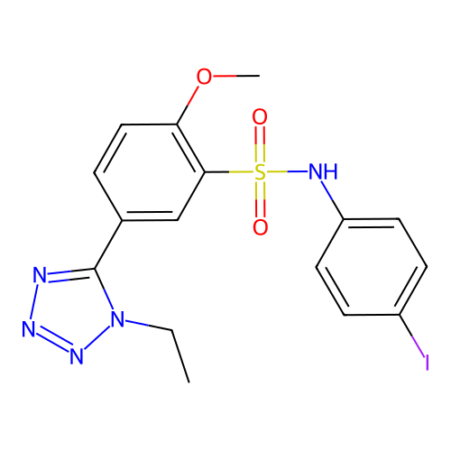 5-(1-ethyl-1H-tetrazol-5-yl)-N-(4-iodophenyl)-2-methoxybenzenesulfonamide structure