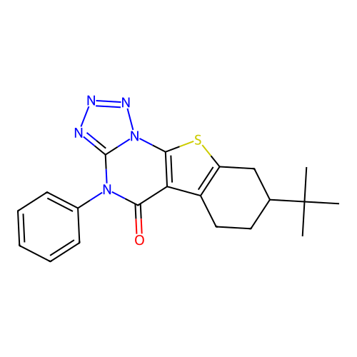8-(tert-butyl)-4-phenyl-6,7,8,9-tetrahydrobenzo[4,5]thieno[3,2-e]tetrazolo[1,5-a]pyrimidin-5(4H)-one structure
