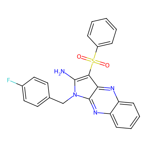 1-(4-fluorobenzyl)-3-(phenylsulfonyl)-1H-pyrrolo[2,3-b]quinoxalin-2-amine structure