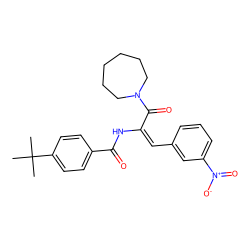(E)-N-(3-(azepan-1-yl)-1-(3-nitrophenyl)-3-oxoprop-1-en-2-yl)-4-(tert-butyl)benzamide structure