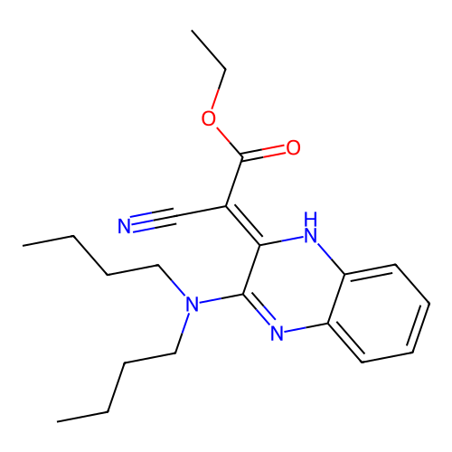 (2E)-2-[3-(dibutylamino)quinoxalin-2-yl]-3-ethoxy-3-hydroxyprop-2-enenitrile structure