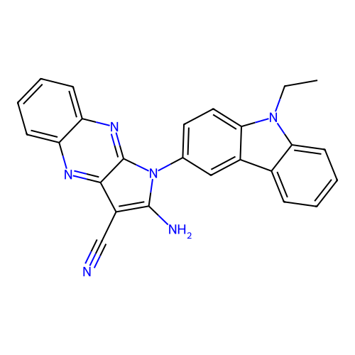 2-amino-1-(9-ethyl-9H-carbazol-3-yl)-1H-pyrrolo[2,3-b]quinoxaline-3-carbonitrile structure