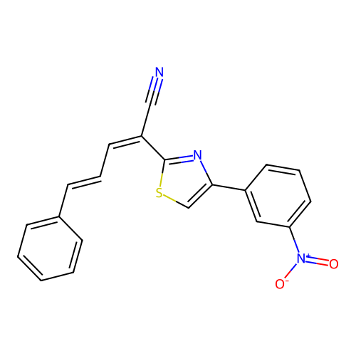(2Z,4E)-2-[4-(3-nitrophenyl)-1,3-thiazol-2-yl]-5-phenylpenta-2,4-dienenitrile structure