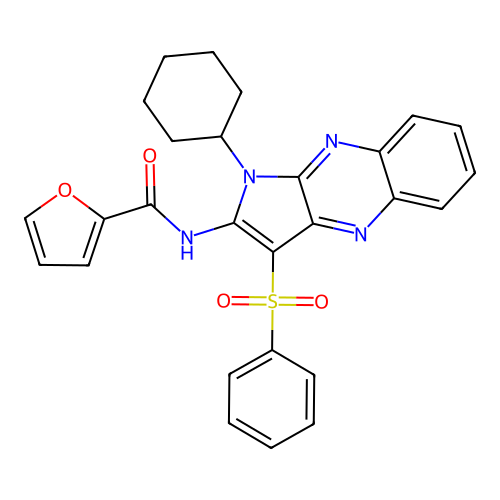 N-(1-cyclohexyl-3-(phenylsulfonyl)-1H-pyrrolo[2,3-b]quinoxalin-2-yl)furan-2-carboxamide structure