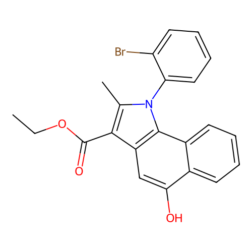 ethyl 1-(2-bromophenyl)-5-hydroxy-2-methyl-1H-benzo[g]indole-3-carboxylate structure
