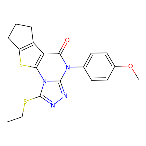 1-(ethylsulfanyl)-4-(4-methoxyphenyl)-7,8-dihydro-6H-cyclopenta[4,5]thieno[3,2-e][1,2,4]triazolo[4,3-a]pyrimidin-5(4H)-one structure