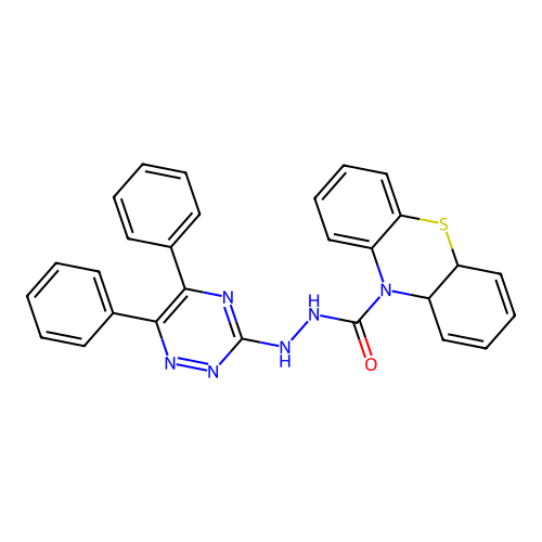 N'-(5,6-diphenyl-1,2,4-triazin-3-yl)-4a,10a-dihydro-10H-phenothiazine-10-carbohydrazide structure