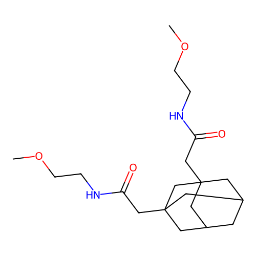 N-(2-Methoxyethyl)-2-[3-(2-methoxyethylcarbamoylmethyl)-1-adamantyl]acetamide structure
