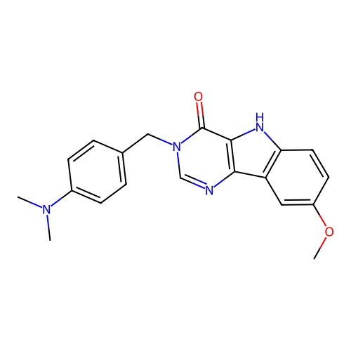 3-[4-(dimethylamino)benzyl]-8-methoxy-3,5-dihydro-4H-pyrimido[5,4-b]indol-4-one structure