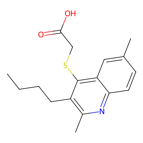 [(3-Butyl-2,6-dimethylquinolin-4-yl)sulfanyl]acetic acid structure