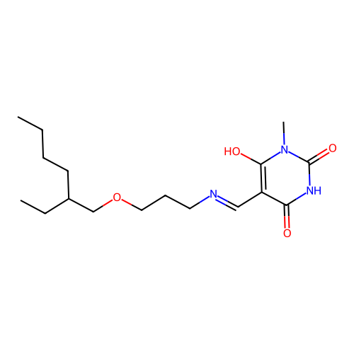 5-[[3-(2-ethylhexoxy)propylamino]methylidene]-1-methyl-1,3-diazinane-2,4,6-trione structure