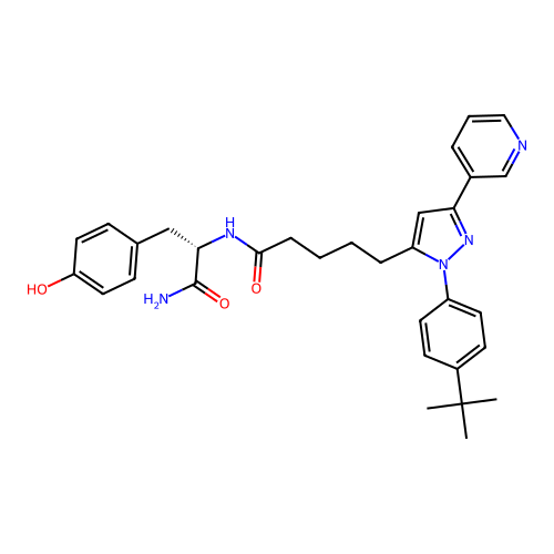 (S)-N-[1-Amino-3-(4-hydroxyphenyl)-1-oxo-2-propyl]-5-[1-[4-(tert-butyl)phenyl]-3-(3-pyridyl)-5-pyrazolyl]pentanamide structure