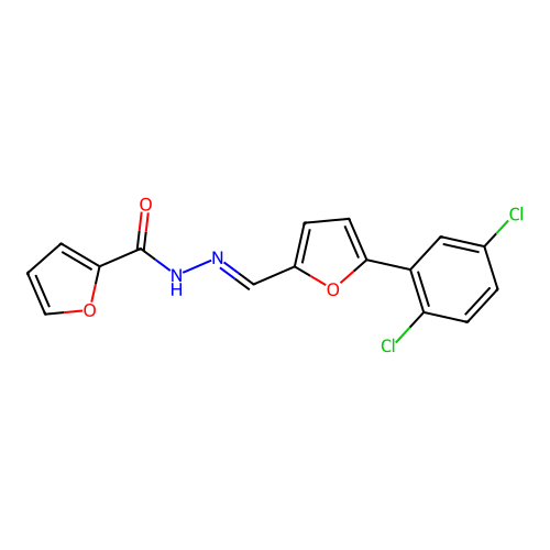 N'-{(E)-[5-(2,5-dichlorophenyl)furan-2-yl]methylidene}furan-2-carbohydrazide structure