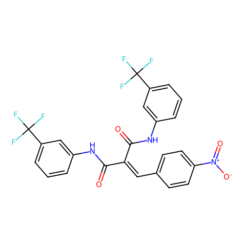 2-(4-nitrobenzylidene)-N,N'-bis[3-(trifluoromethyl)phenyl]propanediamide structure