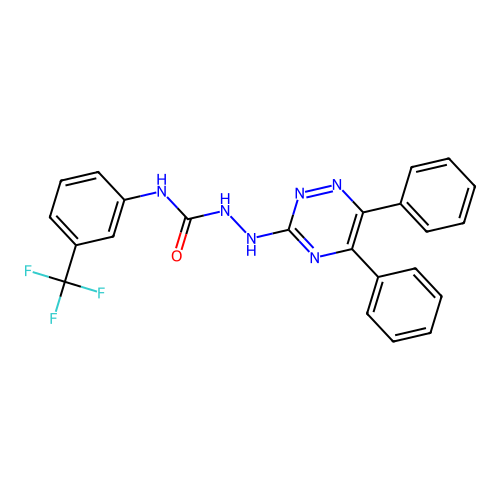 1-[(5,6-diphenyl-1,2,4-triazin-3-yl)amino]-3-[3-(trifluoromethyl)phenyl]urea structure