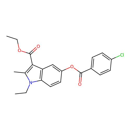 ethyl 5-((4-chlorobenzoyl)oxy)-1-ethyl-2-methyl-1H-indole-3-carboxylate structure