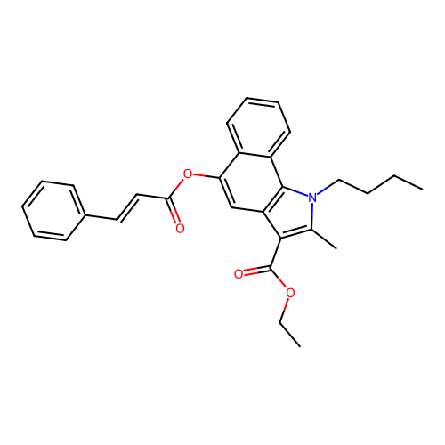 (E)-ethyl 1-butyl-5-(cinnamoyloxy)-2-methyl-1H-benzo[g]indole-3-carboxylate structure