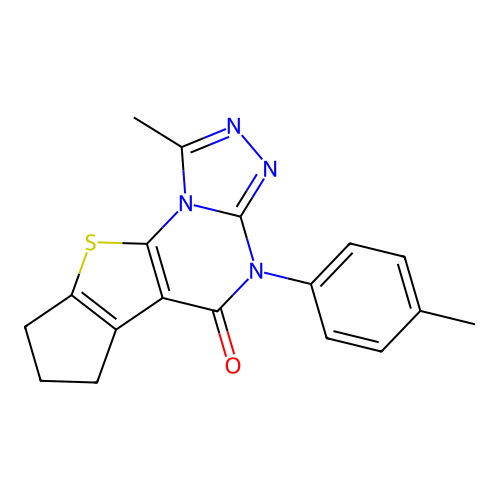 1-methyl-4-(4-methylphenyl)-7,8-dihydro-6H-cyclopenta[4,5]thieno[3,2-e][1,2,4]triazolo[4,3-a]pyrimidin-5(4H)-one structure