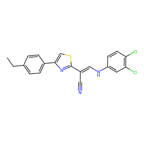 (E)-3-((3,4-dichlorophenyl)amino)-2-(4-(4-ethylphenyl)thiazol-2-yl)acrylonitrile structure