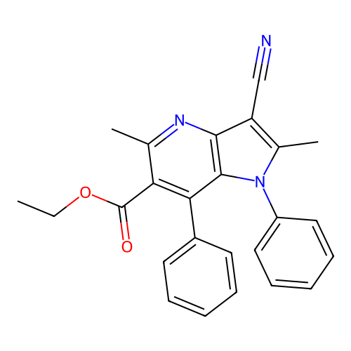 ethyl 3-cyano-2,5-dimethyl-1,7-diphenyl-1H-pyrrolo[3,2-b]pyridine-6-carboxylate structure