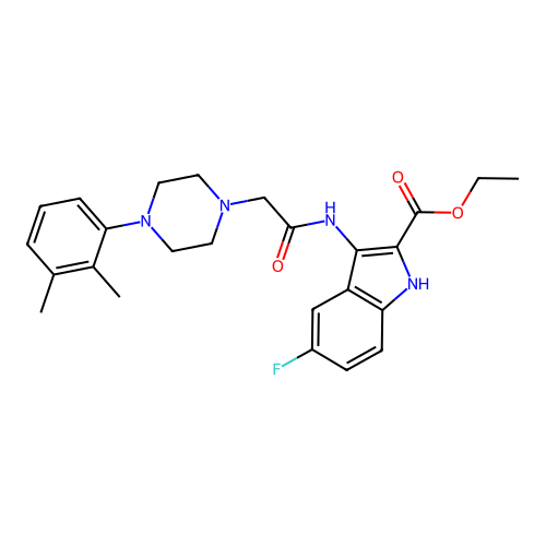 Ethyl 3-[[2-[4-(2,3-dimethylphenyl)piperazin-1-yl]acetyl]amino]-5-fluoro-1H-indole-2-carboxylate structure