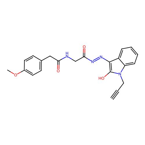 (Z)-2-(4-methoxyphenyl)-N-(2-oxo-2-(2-(2-oxo-1-(prop-2-yn-1-yl)indolin-3-ylidene)hydrazinyl)ethyl)acetamide structure